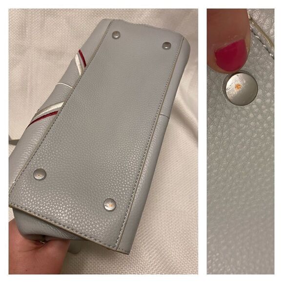 Exotic Sam Edelman stone grey pebbled leather snake embroidered geometric - Picture 5 of 7